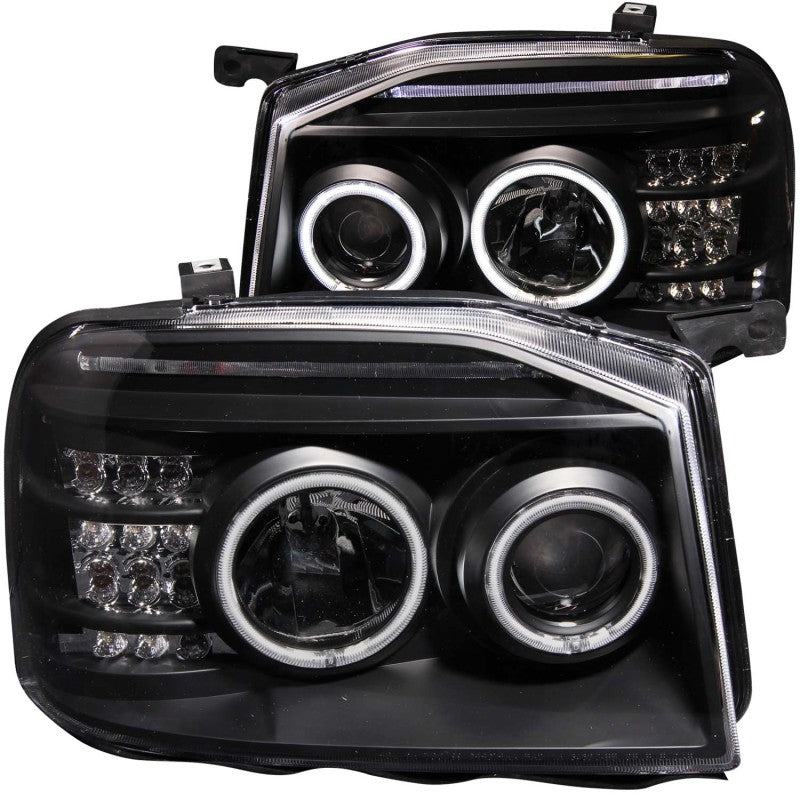 ANZO 2001-2004 Nissan Frontier Projector Headlights w/ Halo Black (CCFL)