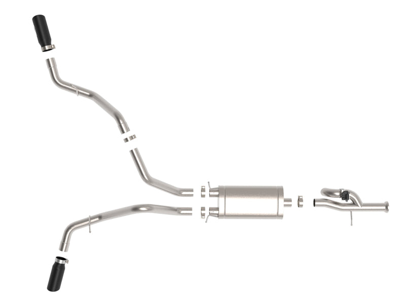 aFe Gemini XV 3in 304 SS Cat-Back Exhaust w/ Cutout 09-18 GM Trucks 4.3L/4.8L/5.3L w/ Black Tips