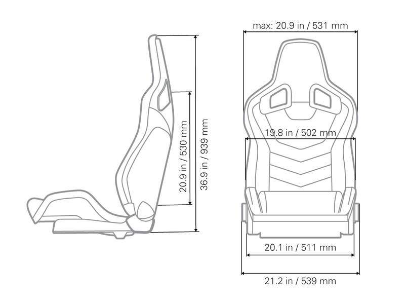 Kinetic APEX GTR left-hand reclining seat in black leather with carbon trim (4)