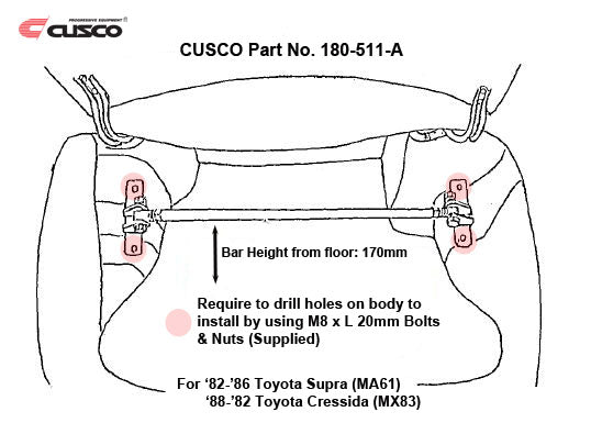 Cusco Strut Bar Type-AS Rear 00-08 - Toyota Cressida/Supra