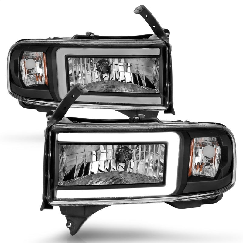 ANZO 94-02 Dodge RAM Crystal Headlight - w/ Light Bar Black Housing