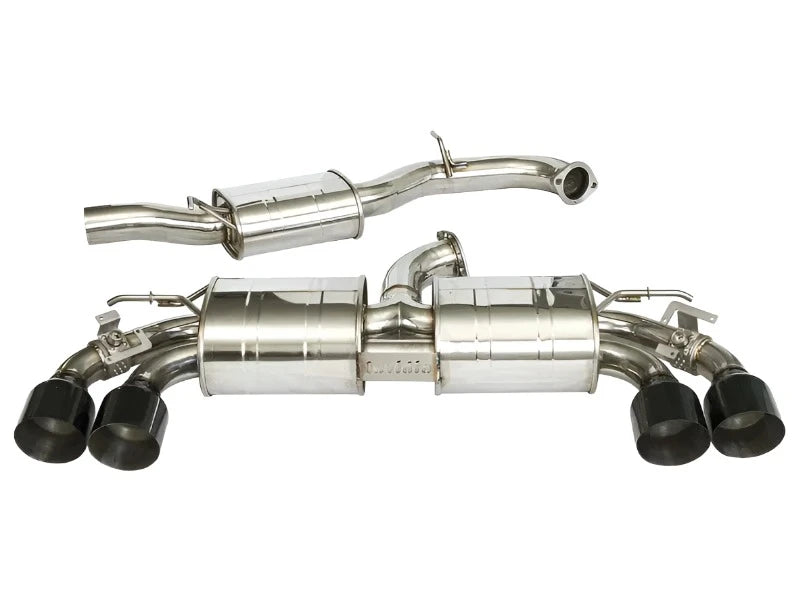 Invidia 2022+ Volkswagen Golf R MK8 76mm R400 Valved Cat Back Exhaust Straight Cut Black Tips