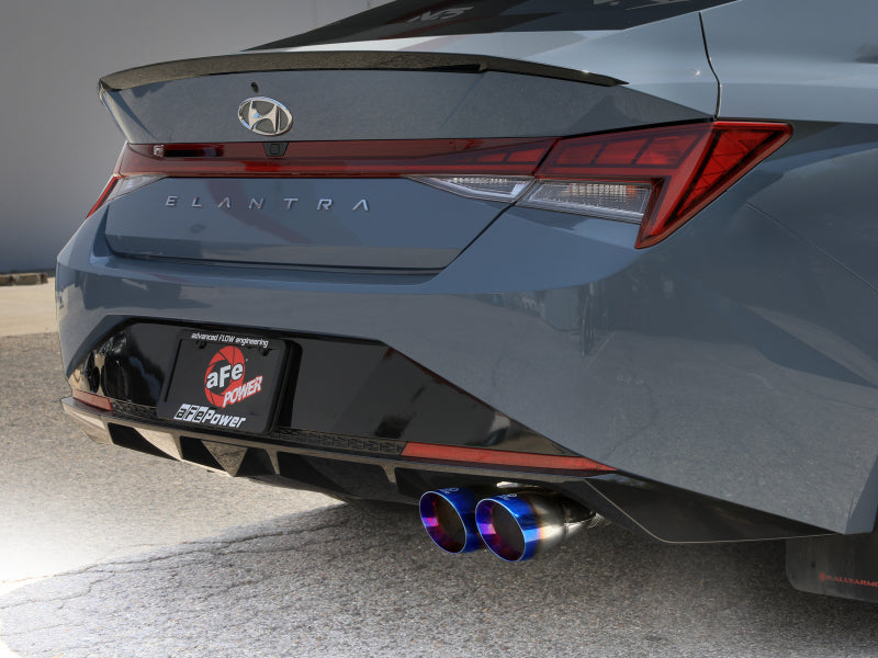aFe Takeda Axle-Back Exhaust System Hyundai Elantra N Line 21-25 L4-1.6L- Blue Flame Tip