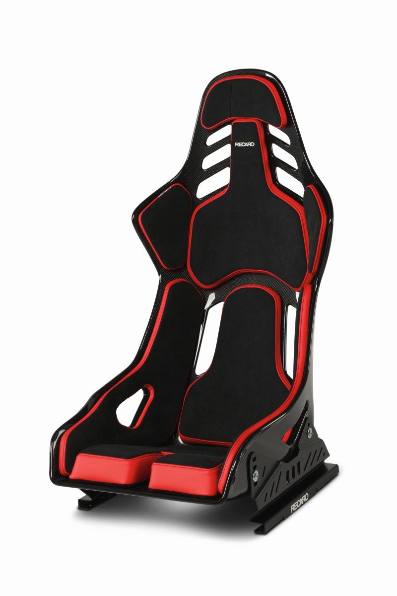 Recaro Podium CFK (CF/Kevlar) FIA/ABE Medium/Left Hand Seat - Alcantara Blk/Leather Red