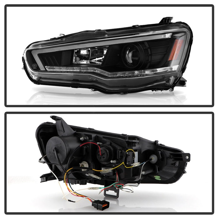 Spyder 08-17 Mitsubishi Lancer EVO 10 Projector Headlights - Black (PRO-YD-ML08V2SI-SEQ-BK)