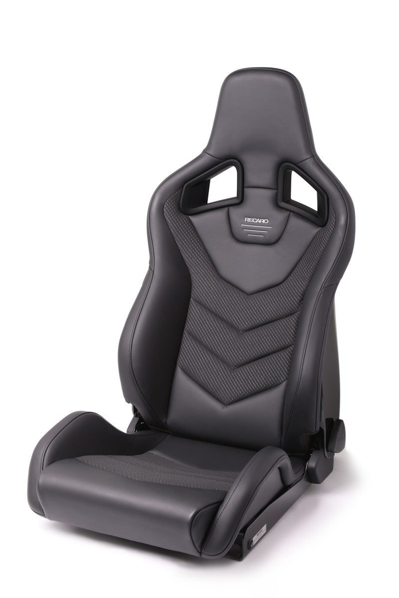 Recaro Sportster CS Lifestyle Seat - Black Leather/Carbon Weave (Includes Pedestal Base/250lb Max)