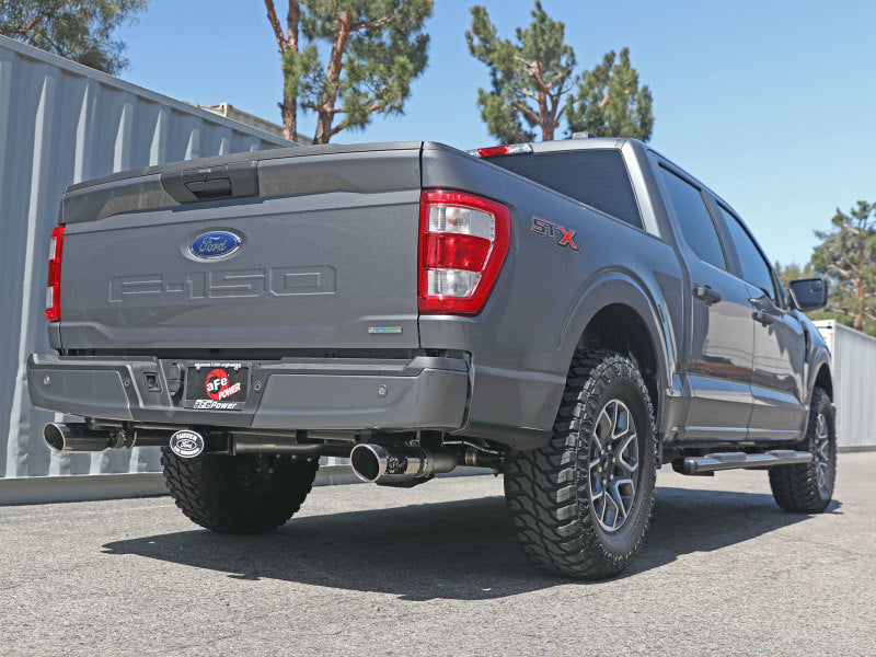 aFe Vulcan 3in 304 SS Cat-Back Exhaust 2021 Ford F-150 V6 2.7L/3.5L (tt)/V8 5.0L w/ Polished Tips