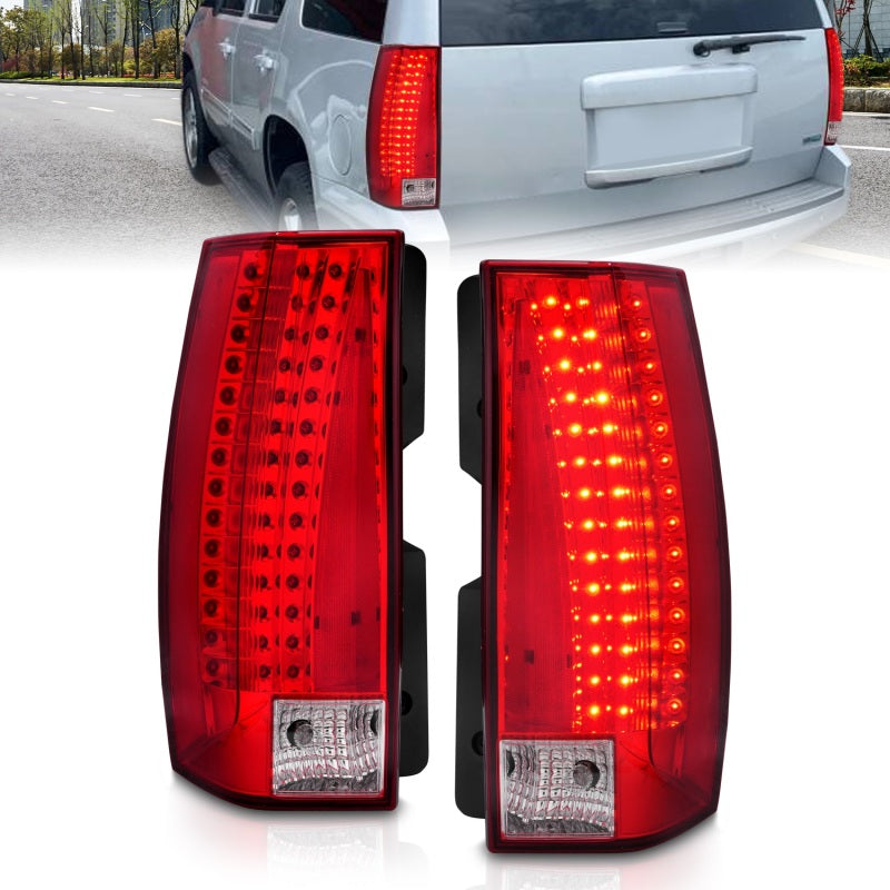 ANZO 2007-2014 Chevrolet Suburban LED Taillights Red/Clear - Escalade Look