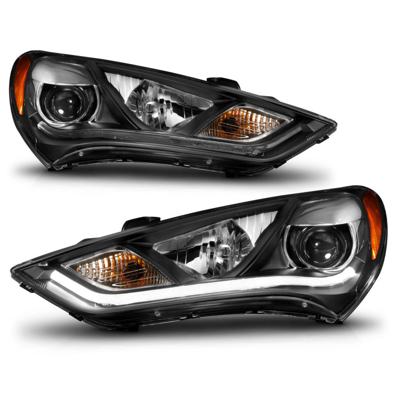 ANZO 2013-2015 Hyundai Genesis Projector Headlights w/ Plank Style Design Black (HID Compatible)