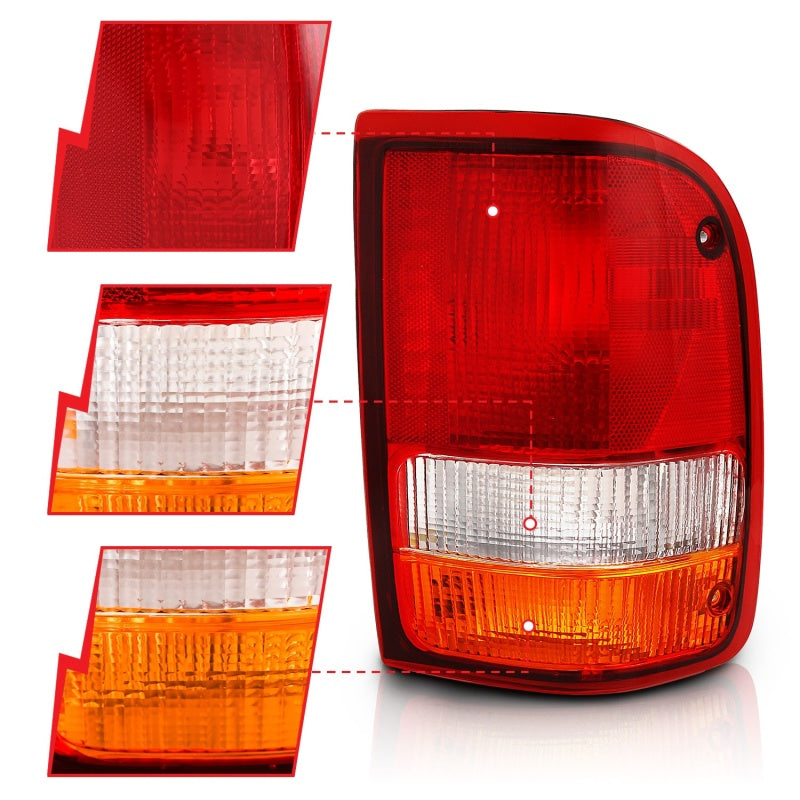 ANZO 1993-1997 Ford Ranger Tail Light Red/Cear (OE)