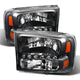 xTune Ford F250 F350 Super Duty 99-04 1Pc Headlights w/ LED Black HD-JH-FF25099-LED-BK