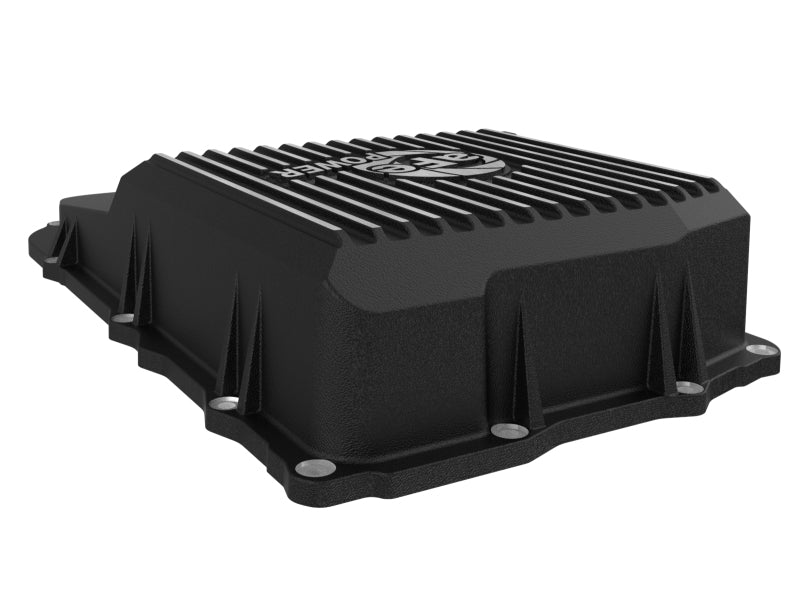 aFe 18-25 Jeep Wrangler JL V6 Transmission Pan - Black w/ Machined Fins