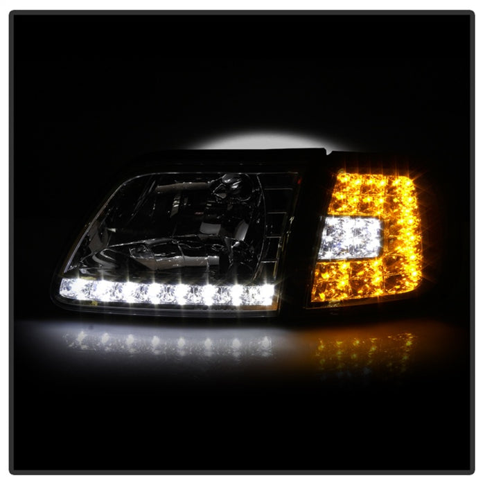 xTune Ford F150 97-03 Crystal Headlights w/ Clear LED Corners Chrome HD-ON-FF15097-LED-SET-C