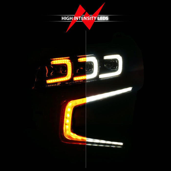 ANZO 21-23 Chevy Tahoe/Suburban LED Light Bar Style Headlights Black w/ Sequential DRL (Left Side)