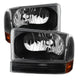 xTune Ford F250/350/450 Superduty 99-04 Crystal Headlights w/ Bumper Lights HD-JH-FF25099-AM-BK