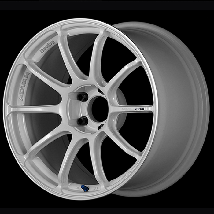 Advan RSIII 18x8.5 / +38 Offset / 5x114.3 / 73mm Bore / Racing White Metallic and Ring