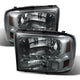 xTune Ford F250 F350 Super Duty 99-04 1Pc Headlights w/ LED Smoked HD-JH-FF25099-LED-SM