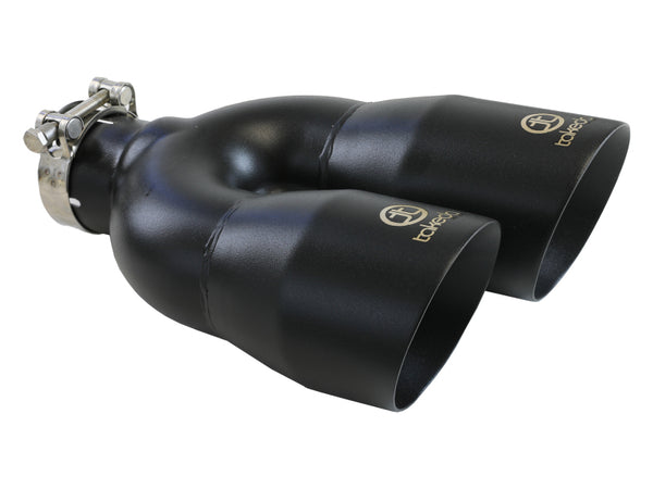 aFe Takeda 2.5in 304 Stainless Steel Clamp-on Exhaust Tip Driver Side 2.5in Inlet 4inDual-Black
