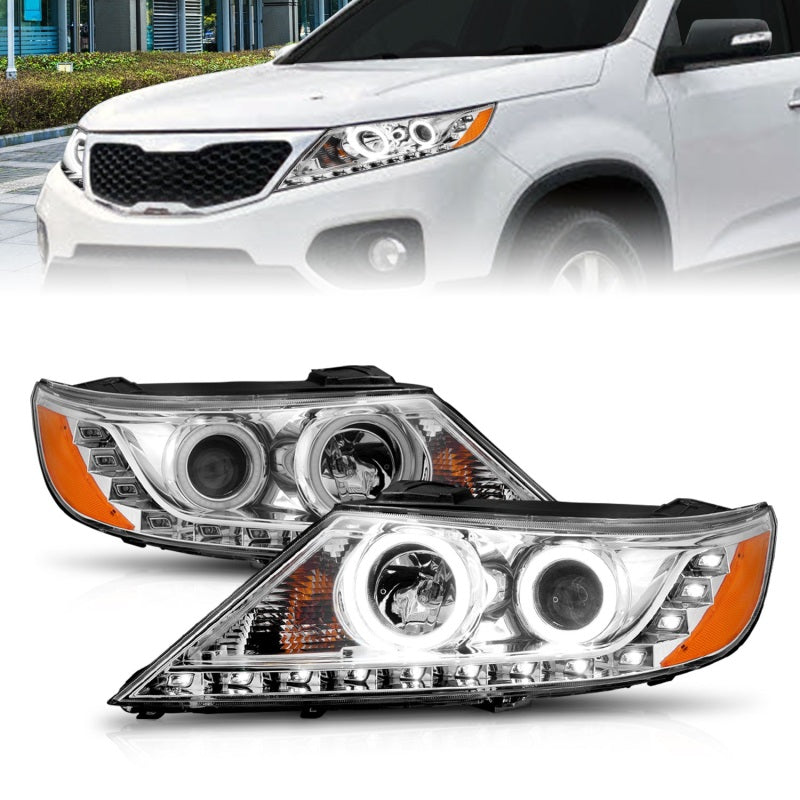 ANZO 2011-2013 Kia Sorento Projector Headlights w/ Halo Chrome (CCFL)