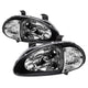 xTune Honda Del Sol 93-97 1Pc Crystal Headlights Black HD-ON-HDEL93-1P-BK