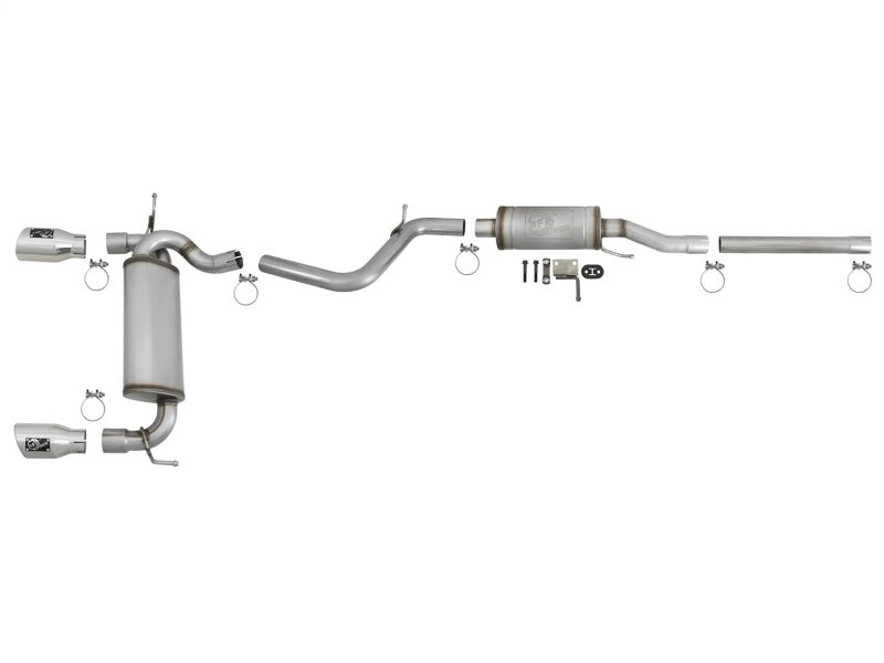 aFe Rebel Series 2.5in 409 SS Cat-Back Exhaust w/ Polished Tips 07+ Jeep Wrangler (JK) V6 3.6L/3.8L