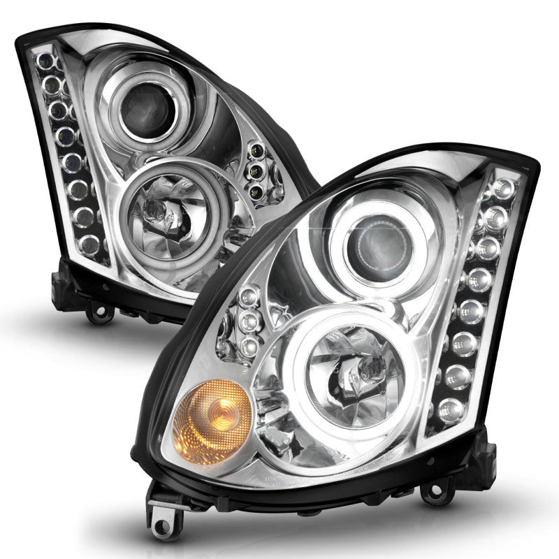 ANZO 2003-2007 Infiniti G35 Projector Headlights w/ Halo Chrome (CCFL) (HID Compatible)