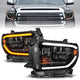 ANZO 14-21 Toyota Tundra (OE Halogen w/LED DRL) LED Crystal Headlights w/ Switchback & DRL - Blk