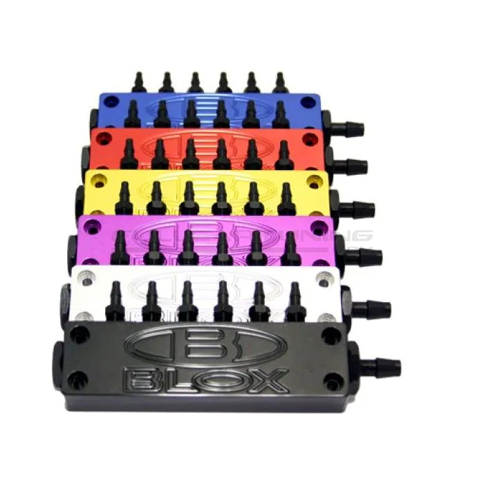 BLOX Racing Surface-mount Vacuum Block - 6-Port / Billet Aluminum - Silver