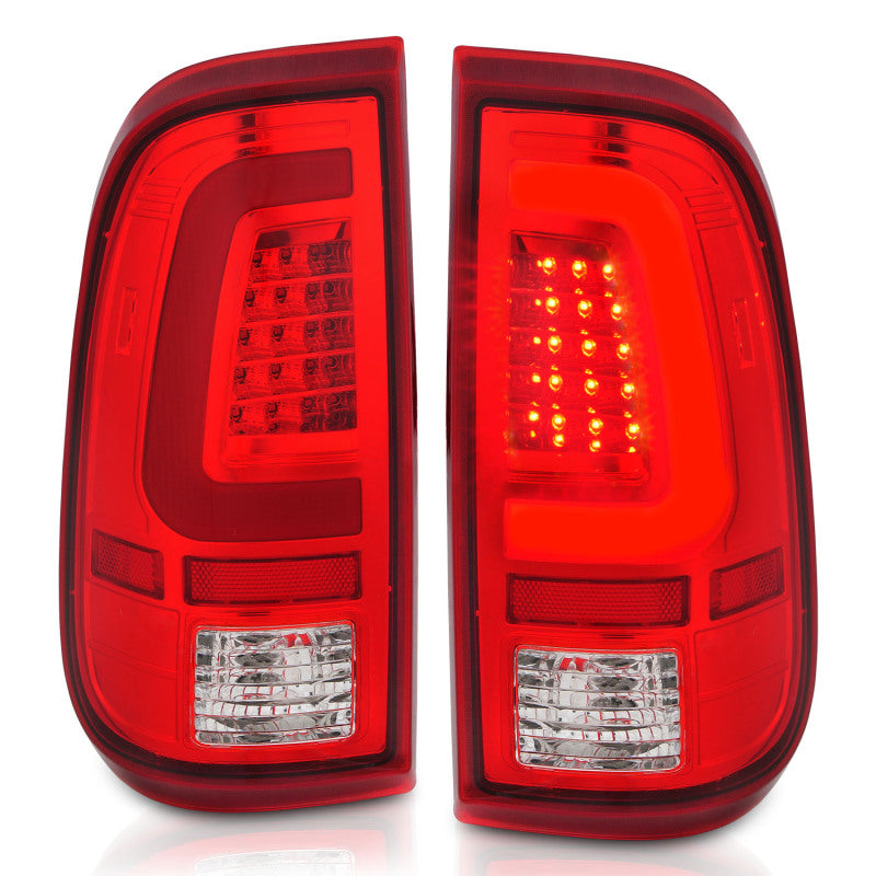 ANZO 2008-2016 Ford F-250 LED Taillights Chrome Housing Red/Clear Lens (Pair)