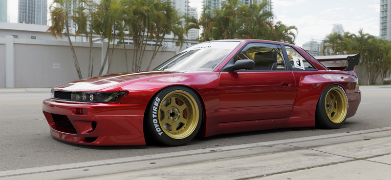 GReddy 89-94 Nissan 240SX Coupe w/ Silvia Headlights Pandem S13 Full Wide-Body Aero Kit w/o GT Wing