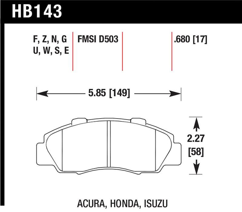 Hawk 97-01 Honda Prelude Performance Ceramic Street Front Brake Pads