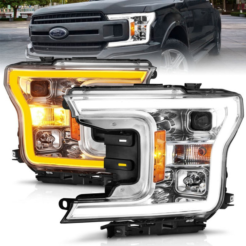 ANZO 09-18 Dodge Ram 1500/2500/3500 LED Plank Style Headlights Switchback + Sequential - Hyper Black