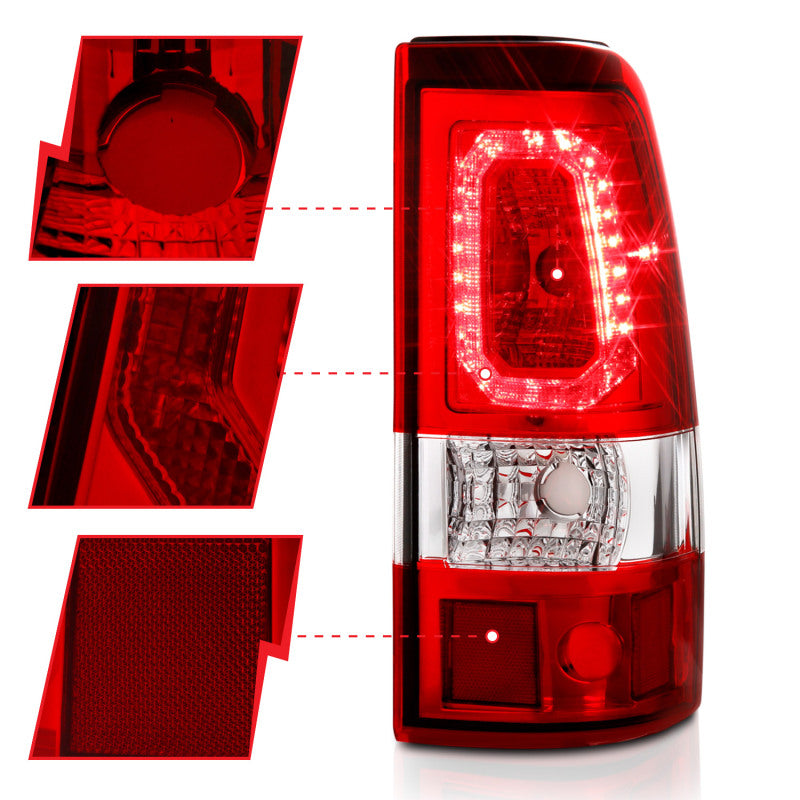 ANZO 2003-2006 Chevy Silverado 1500 LED Taillights Plank Style Chrome With Red/Clear Lens