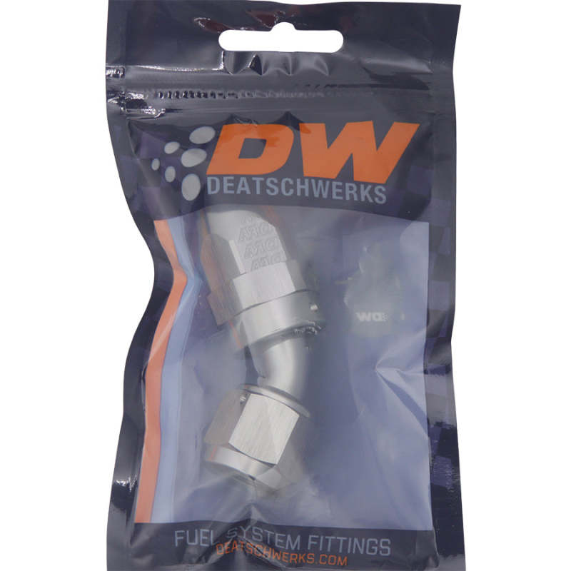 DeatschWerks 8AN Female Swivel 45-Degree Hose End PTFE (Incl. 1 Olive Insert)