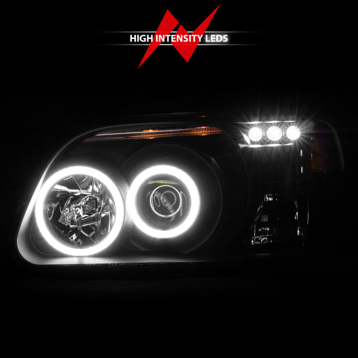 ANZO 1995-2001 Ford Explorer Projector Headlights w/ Halo Black 1 pc