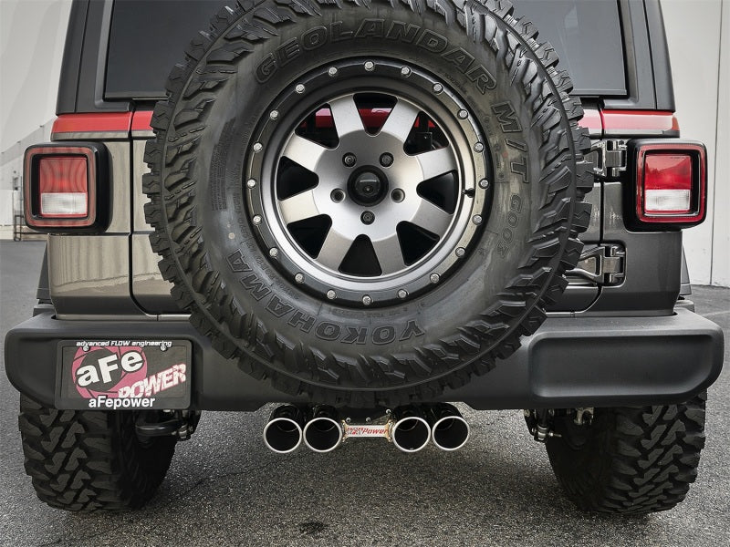 aFe Rebel Series 2.5in. 304 SS C/B Exhaust System 2018 Jeep Wrangler (JL) V6-3.6L - Polished Tip