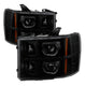 xTune GMC Sierra 2500/3500HD 07-13 Projector Headlights LED Halo- Black Smoked PRO-JH-GSIE07-CFB-BSM