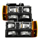 xTune GMC Yukon 94-99 Headlights w/ Corner & Parking Lights 8pcs Sets -Black HD-JH-GCK94-AM-BK-SET