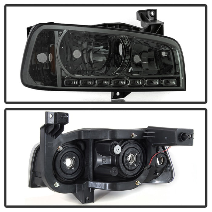 xTune Dodge Charger 06-10 1Pc LED Crystal Headlights Smoke HD-ON-DCH05-1PC-LED-SM