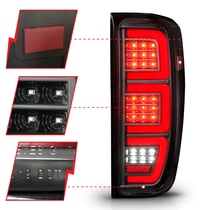 ANZO 19-23 GMC Sierra 1500/2500HD/3500HD Black Replacement Full LED Bar Tail Light