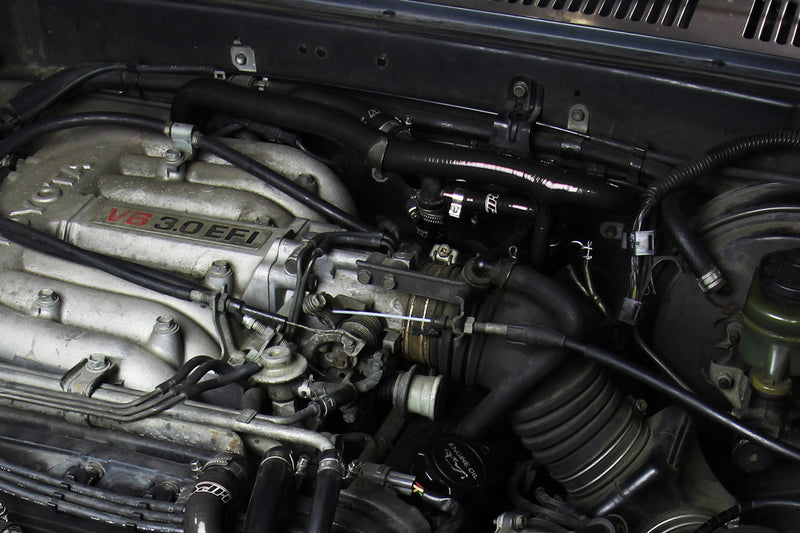 HPS Silicone Heater Hoses - 1989-1992 Toyota 4Runner 3.0L V6 with Rear Heater Left Hand Drive - Black (57-1766-BLK)