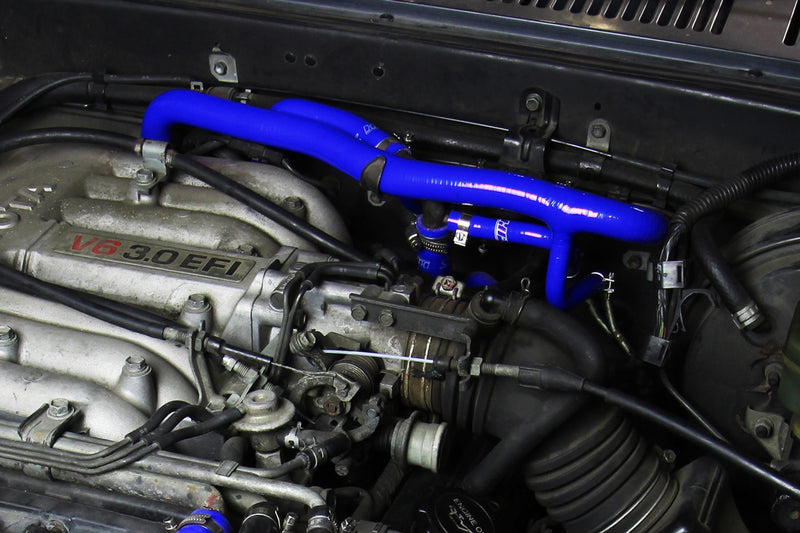 HPS Silicone Heater Hoses - 1989-1992 Toyota 4Runner 3.0L V6 with Rear Heater Left Hand Drive - Blue (57-1766-BLUE)