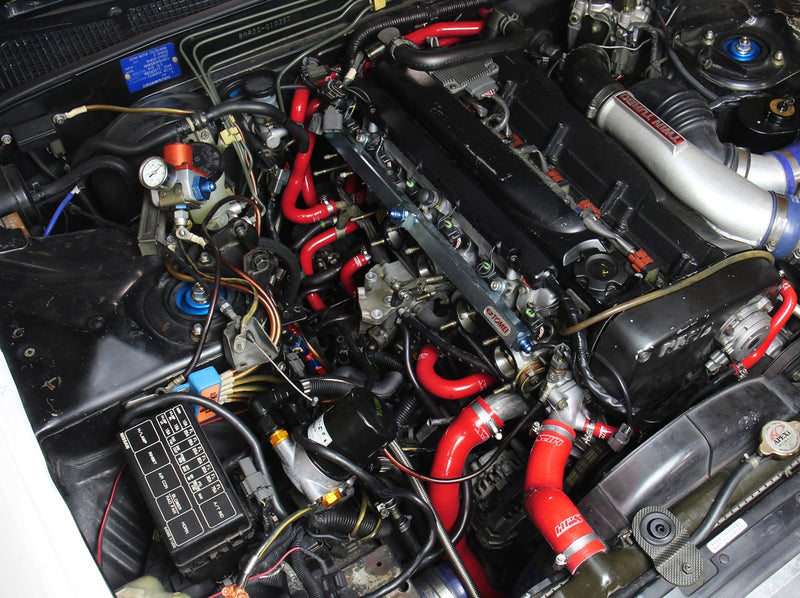 HPS Silicone Radiator and Heater Hoses - 1989-1994 Nissan Skyline GTR R32 RB26DETT Twin Turbo - Red (57-1782-RED)