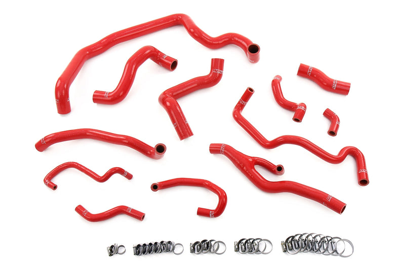 HPS Silicone Radiator, Heater, water pump, expansion tank coolant Hoses - 2007-2010 Mini Cooper 1.6L Turbo (N14) Auto Trans - Red (57-2000-RED)