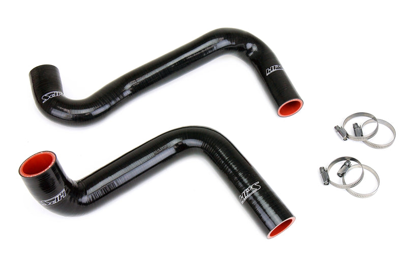 HPS Silicone Radiator Hoses - 1989-1998 Nissan 240SX with LS Swap (LS3/LS7 water pump, 9 o'clock thermostat, KA24DE radiator) - Black (57-2059-BLK)