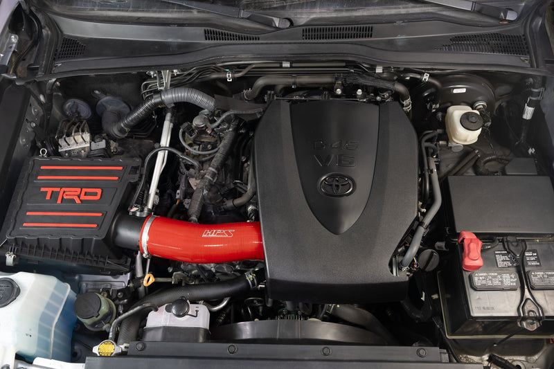 HPS Silicone Air Intake Hose - 2016-2023 Toyota Tacoma 3.5L V6 equipped with TRD airbox - Red (57-2126-RED)