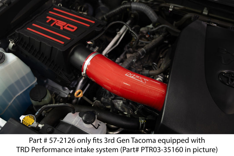 HPS Silicone Air Intake Hose - 2016-2023 Toyota Tacoma 3.5L V6 equipped with TRD airbox - Red (57-2126-RED)