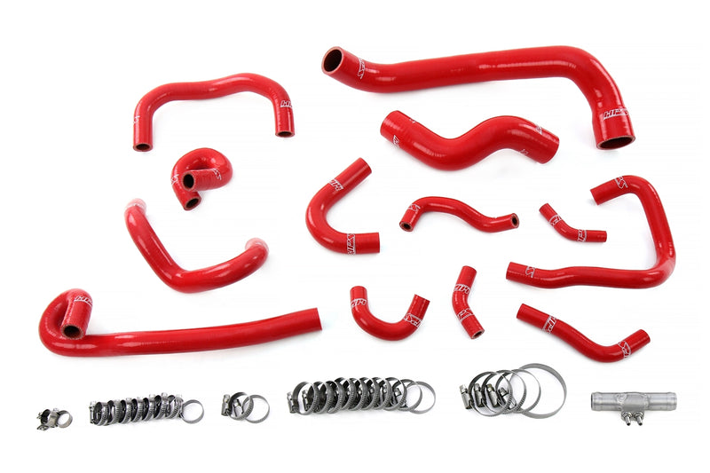 HPS Silicone Radiator, Heater and ancillary Hoses - 1995-1998 Nissan Skyline GTR R33 RB26DETT Twin Turbo - Red (57-2135-RED)
