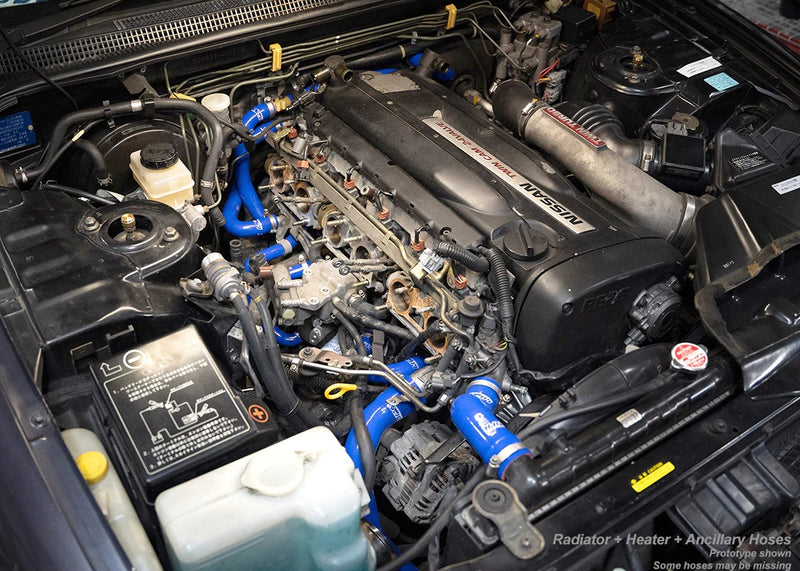 HPS Silicone Radiator, Heater and ancillary Hoses - 1995-1998 Nissan Skyline GTR R33 RB26DETT Twin Turbo - Blue (57-2135-BLUE)