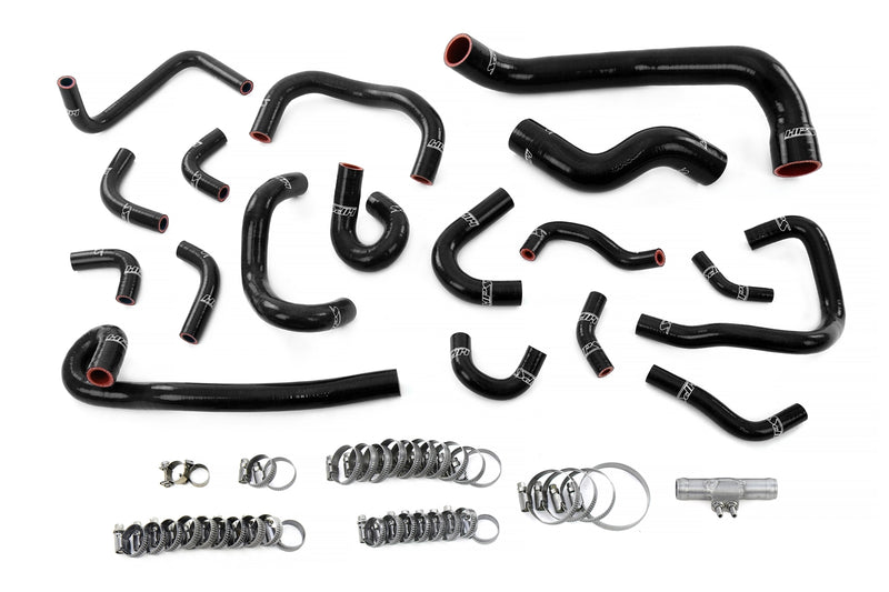 HPS Silicone Radiator, Heater, ancillary and breather Hoses - 1995-1998 Nissan Skyline GTR R33 RB26DETT Twin Turbo - Black (57-2136-BLK)